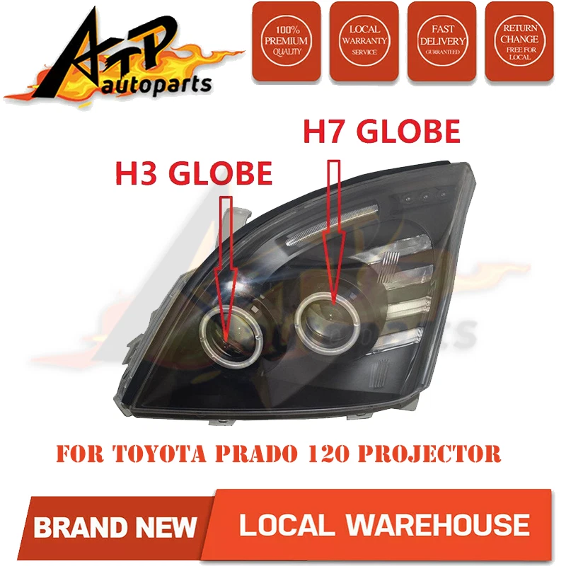 For Toyota Prado 120 Series 02-09 LED Headlights Pair Front Lamp Angel Eye Black - image 2 of 4