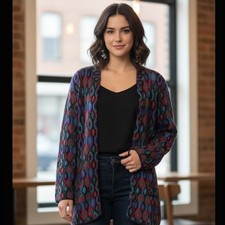 1980s Vintage French Rags Geometric Print Cardigan Size 2