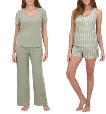 Live 2 Lounge Women’s 4-Piece Pointelle Lounge Set, Green, Size XL