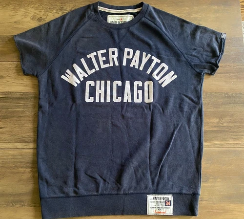 Walter Payton Chicago Roots Of Fight Navy Sweatshirt With Cutoff Sleeves Medium