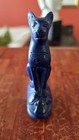 Vintage Ancient Egyptian Cat Handcarved Blue Lapis Stone Figure — photo 1
