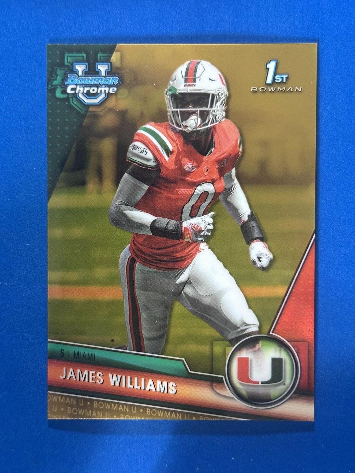 2023 Bowman University Chrome Gold Refractor James Williams Hurricanes #/50