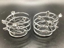 2 Metal Snowflake Votive Candle Holders 3" T, 2" Diameter Winter Decor