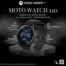 Motorola Moto Watch 120 Smartwatch  AI Assistant  AMOLED  BT Calls  NEW