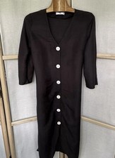 Mango black linen & viscose blend midi dress size M