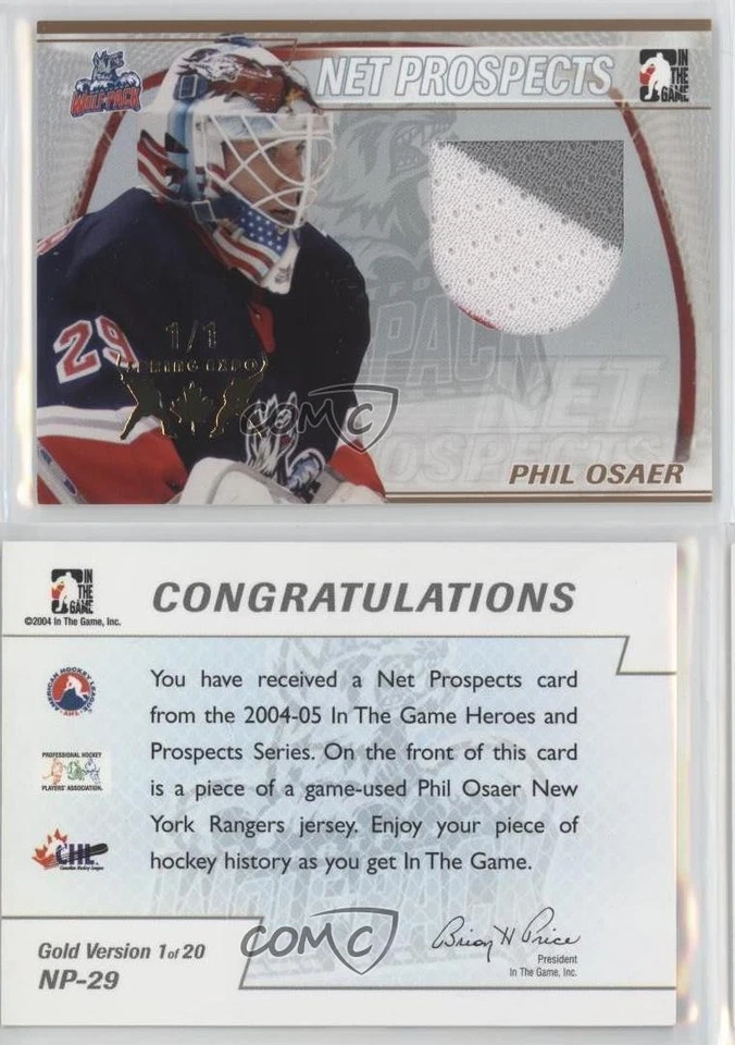 2004-05 ITG Heroes and Prospects Net Gold Spring Expo 1/1 Phil Osaer #NP-29 2a8 - Image 3 of 3