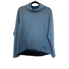 Lucy Lux Fleece Pullover Hoodie in Heather Blue, L