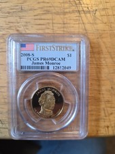 2008 S PCGS  69 dcam James Monroe First Strike One Dollar