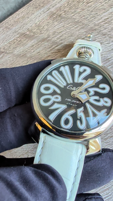 GaGa Milano Manuale 40mm Watch White Leather Strap M16540 Original
