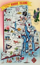 Rhode Island State Map Tiverton Kingston Ashaway Summit Vtg Postcard I54