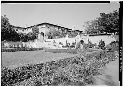 Beverly Hills California Harold Lloyd Estate 1920s Rear Corner Garden View