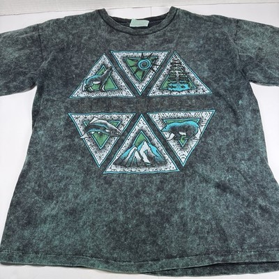 Vintage Maiden West Hells Canyon Tourist T Shirt Tie Dye Men s Medium Aztec Geom