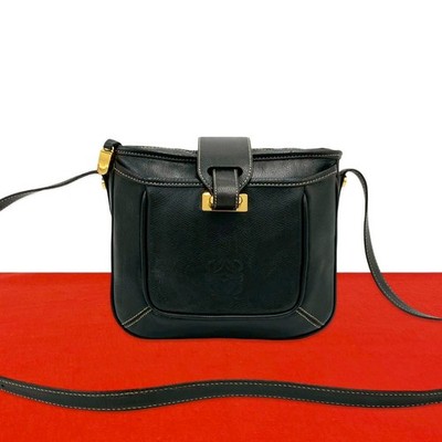 LOEWE Schultertasche Anagram Logo Leder schwarz 90650