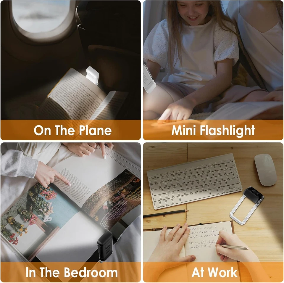 Lámpara de libro con luz de lectura para leer de noche, 3 modos de protección ocular y 5 regulables Foto 4 de 4