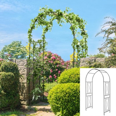 7.2Ft Metal Garden Arch Arbor for Climbing Plants Outdoor Pergola Trellis