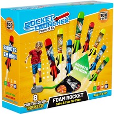 Toy Rocket Launcher for Kids - Launch up to 100 Ft, 8 Foam Rockets  Adjustab...