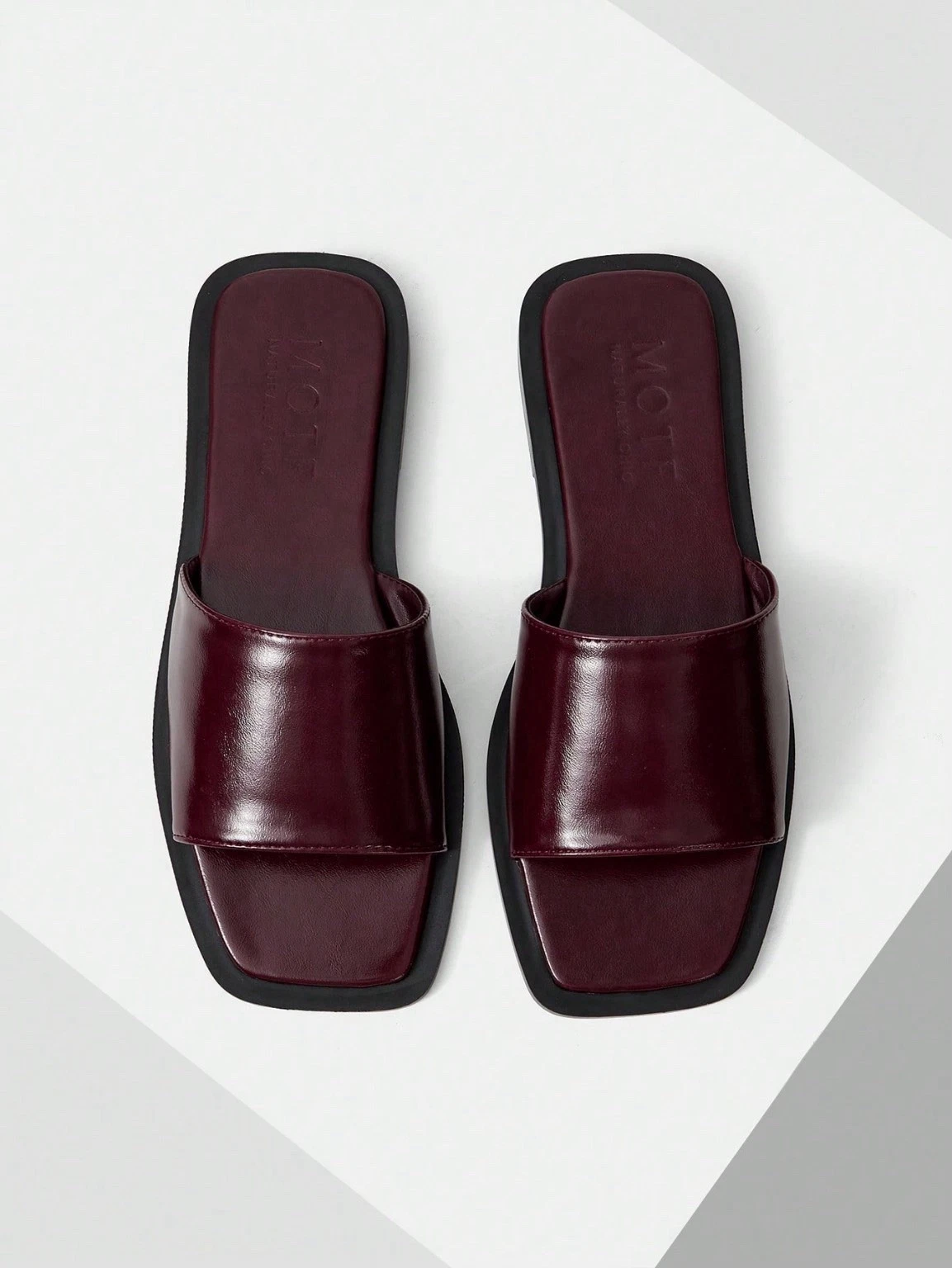 Women Flat Slide Sandals Open Toe Minimalist Square Toe Summer Shoes