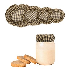 4Pcs Sourdough Jar Cover Reusable Sourdough Cloth Cover Beige Plaid