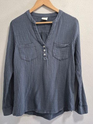 Mote Slub Cotton Blue Pocket Shirt Size Large