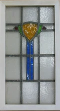 ABSTRACT LARGE OLD ENGLISH LEADED STAINED GLASS WINDOW 17" X 31.25"