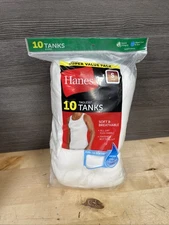 10 Pack Hanes Men's Super Value Pack White Tanks Undershirt Size Small New