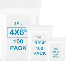 300 Pack Small Plastic Bags for Jewelry, Mini Baggies 3 Assorted Sizes. 2X2 3X4