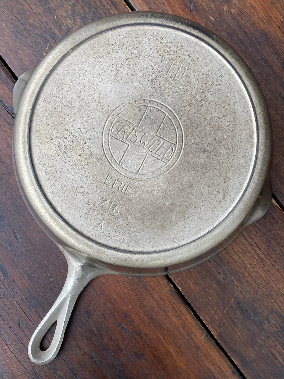Griswold Cast Iron #10 Slant Erie Logo Skillet In HTF Nickel Finish
