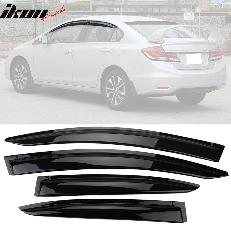 Fits 12-15 Honda Civic Sedan Window Visors Acrylic Sun Guard Rain Deflector 4PC