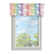 Windows Valances Print with Cute White Unicorns Silhouette on Rainbow Colorfu...
