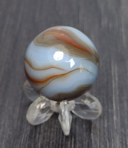 Tri-Color Light Blue & Dark Red Swirl Blend / Vintage Marbles .61" NM Glass Toy - Picture 6 of 10