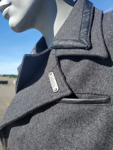 Schott nyc Wool Blends & Leather Naval Short P -Coat Voyager NEWT Charcoal Grey - Picture 8 of 12