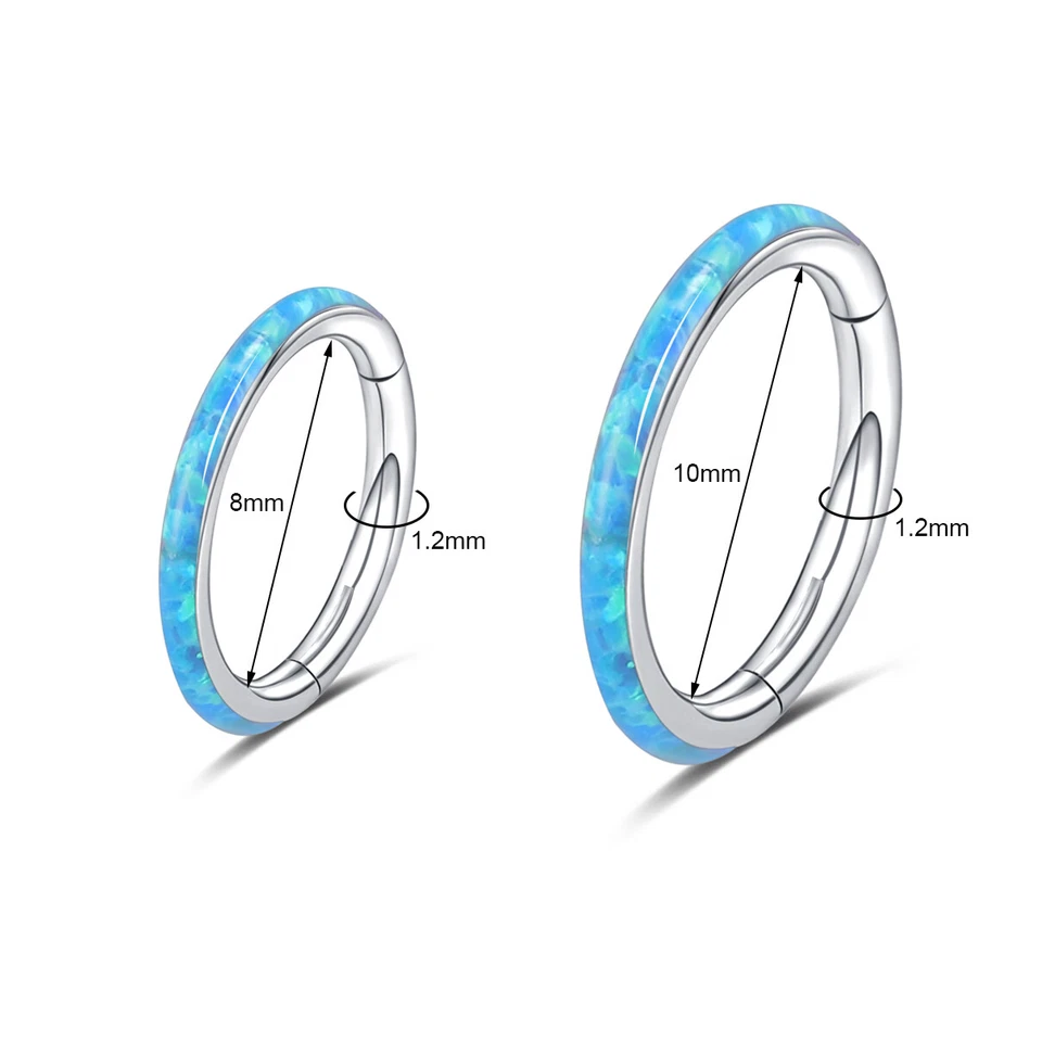 Anillos de tabique nariz ópalo 16G acero inoxidable oreja caracola hélice tragus piercing Foto 2 de 4