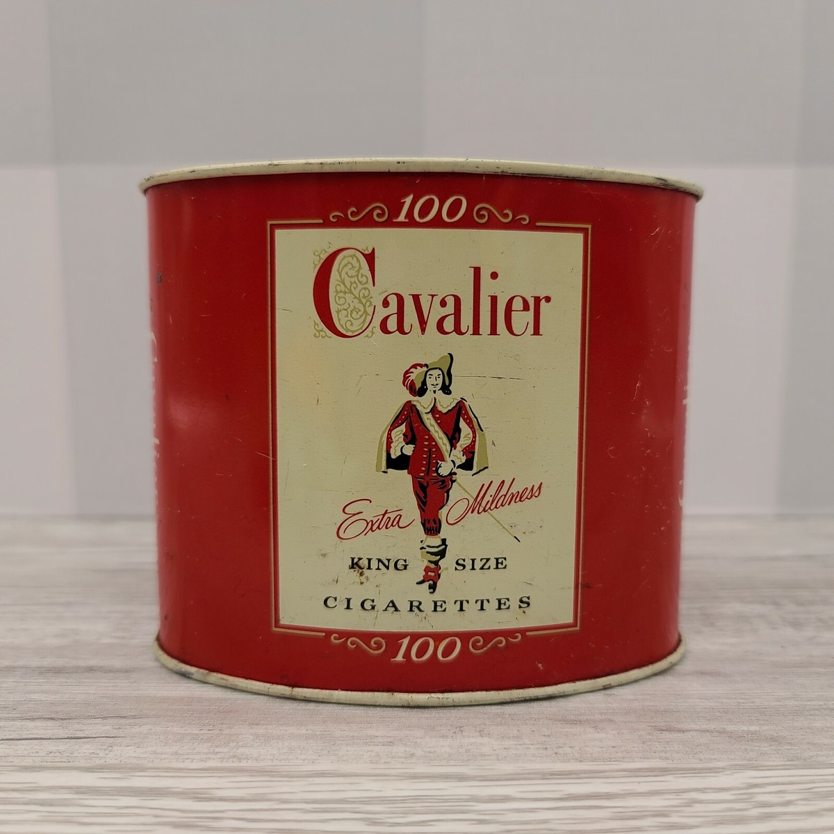 Vintage Cavalier 100 King Size Cigarettes Metal Tin Tobacco Case