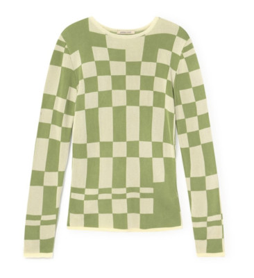 Paloma Wool El Valle top size m in green cream checker print designer NWT check