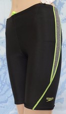 NEW W DEFECT SPEEDO black w gray/green side Men's Relaunch Splice Jammer,30