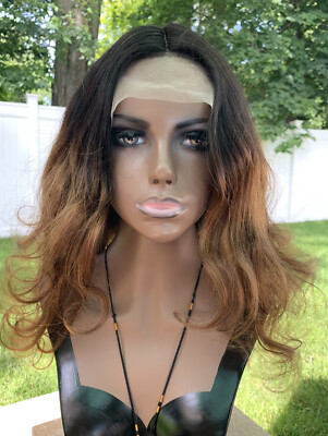 Fake Scalp Lace Front 100% Real Human Hair Wig Silk Base Ombre 22”