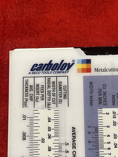 CARBOLOY METALCUTTING PRODUCTIVIDAD CALCULADORA GUÍA DESLIZANTE (o) - Imagen 2 de 6