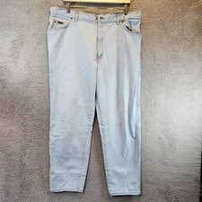 H.I.S Jeans Mens 42 X 32 White Denim Cotton High Rise Tapered Leg 5 Pockets