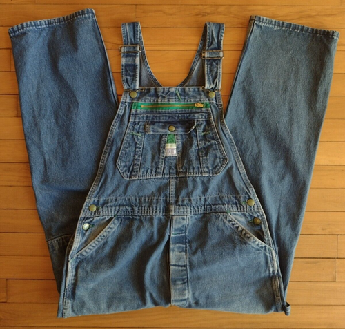 Rare Liberty Vtg Overalls 34 x 29 Blue Denim Faded Button Fly USA Made SZ 36 - Imagen 20 de 20