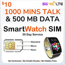 SpeedTalk Kids SmartWatch SIM Card 1000 MinutesTalk 500MB Smart Watch Wearables