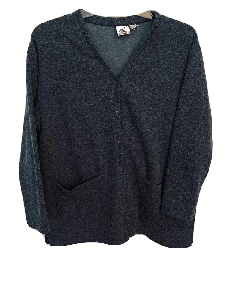 Conjunto de falda Maggie Lawrence 2 piezas cárdigan azul mezcla de algodón elástico pequeño Foto 4 de 4