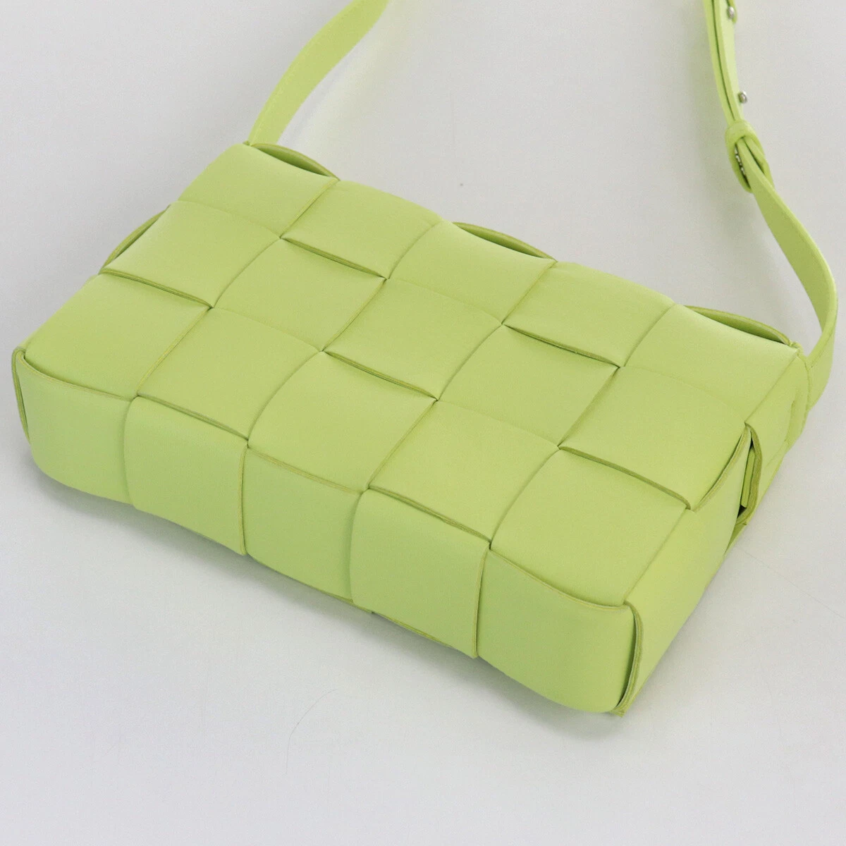 Bottega Veneta Cassette Neon Green Leather Shoulder Bag