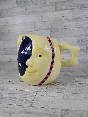 Celestial Pitcher Vintage Moon & Star Ceramic Wang's 1993 Beverage Pour Spout