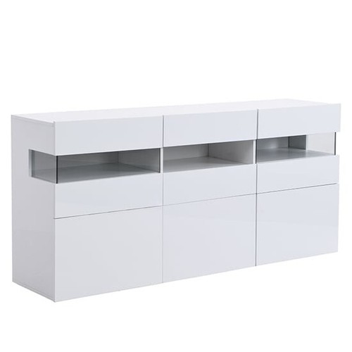 Kirsten High Gloss Sideboard In White With LED Lighting - Picture 3 of 13