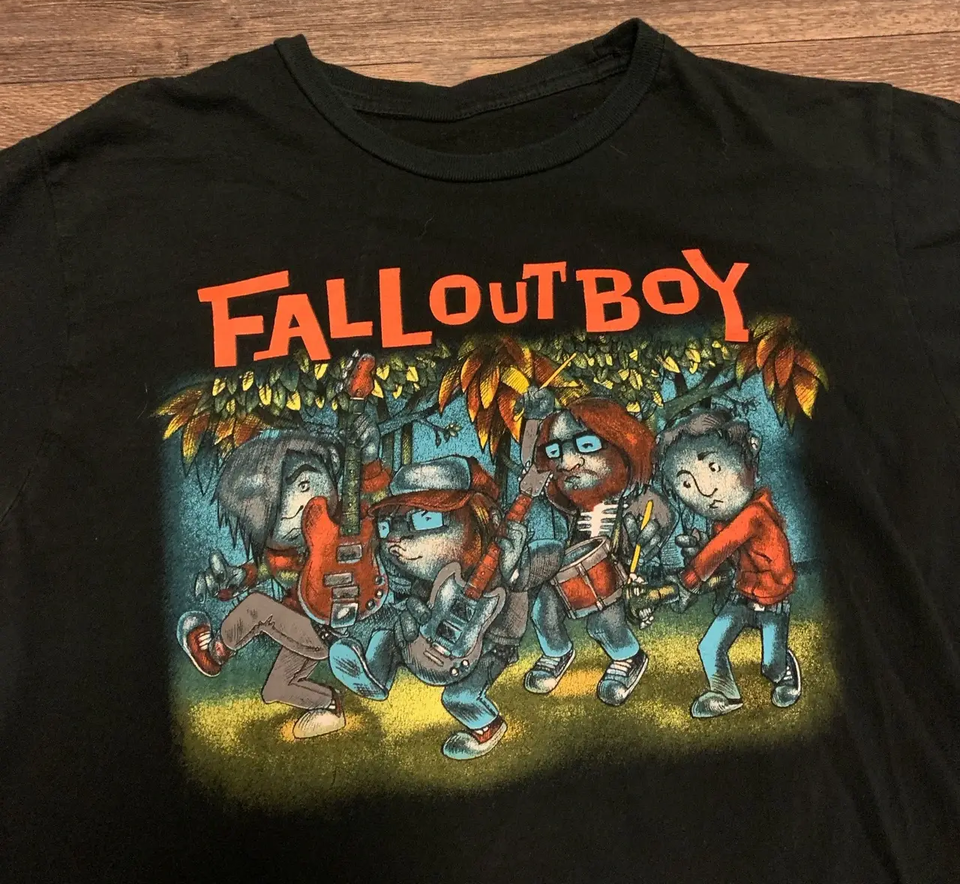 Vintage Fall Out Boy Concert Tour T-shirt Black Cotton Tee