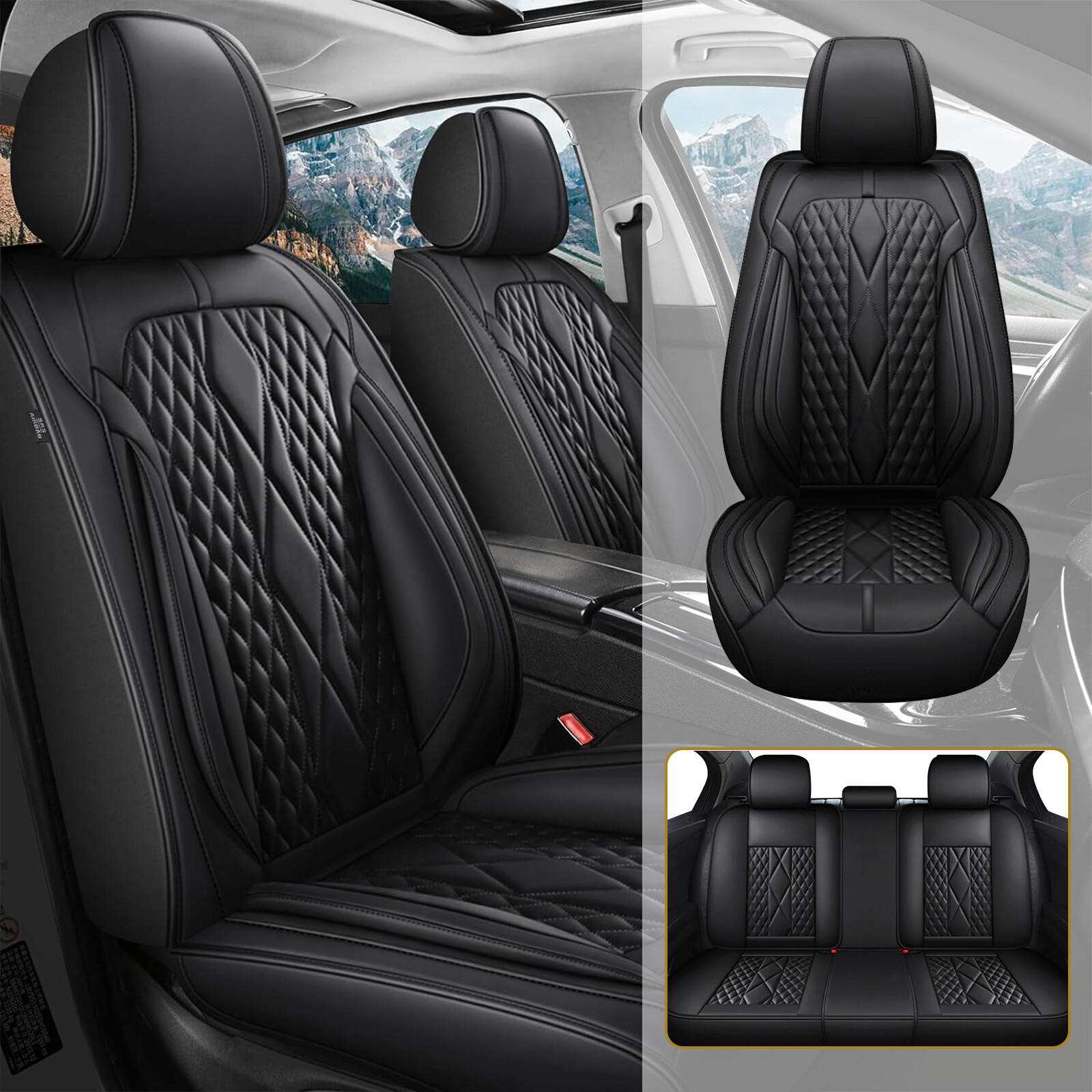 Car Seat Cover Full Set Faux Leather Protector Pad For VOLKSWAGEN Taos 2022 2024-image