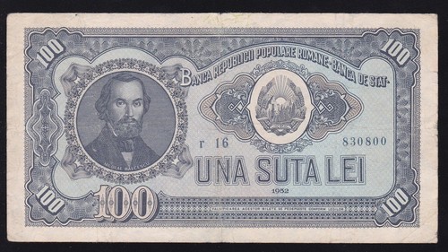 ROMANIA --- 100 LEI 1952 ---- F+ ----