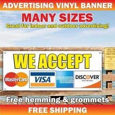We accept credit card Advertising Banner Vinyl Mesh Sign bank cash loan pay bill