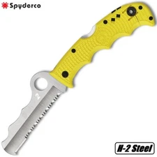 Spyderco Assist Salt Rescue Folder H2 Blade Yellow FRN Glass Breaker C79PSYL