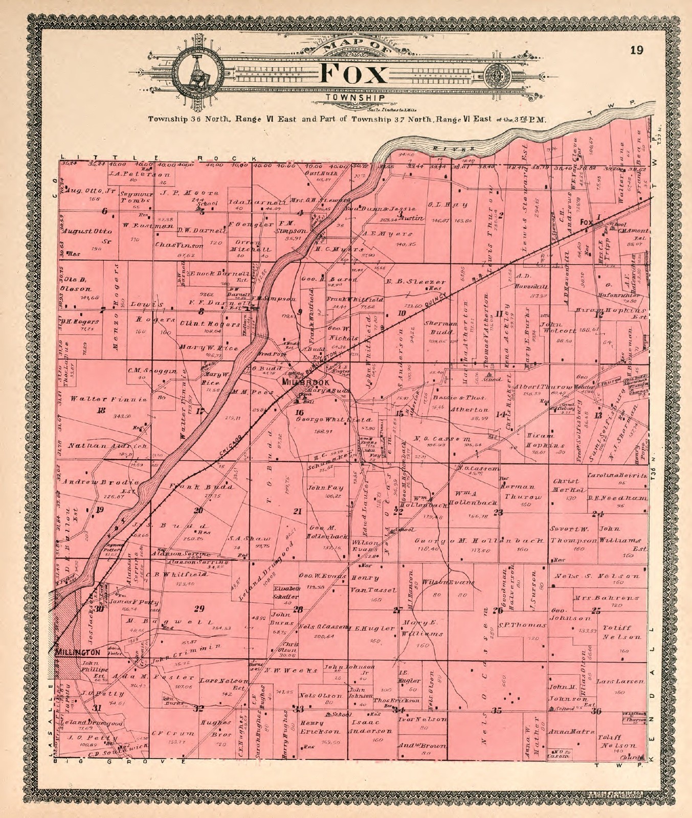 1870 KENDALL COUNTY ILLINOIS Atlas plat map old GENEALOGY history P54